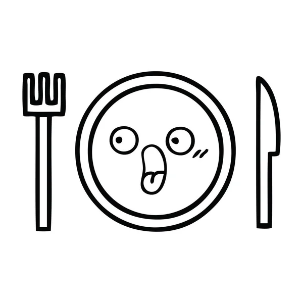 餐盘的线条绘制卡通 — 图库矢量图片