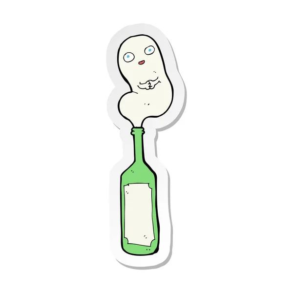 Pegatina Fantasma Dibujos Animados Botella — Vector de stock