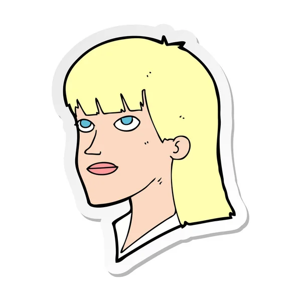 Sticker Van Een Cartoon Ernstige Vrouw — Stockvector