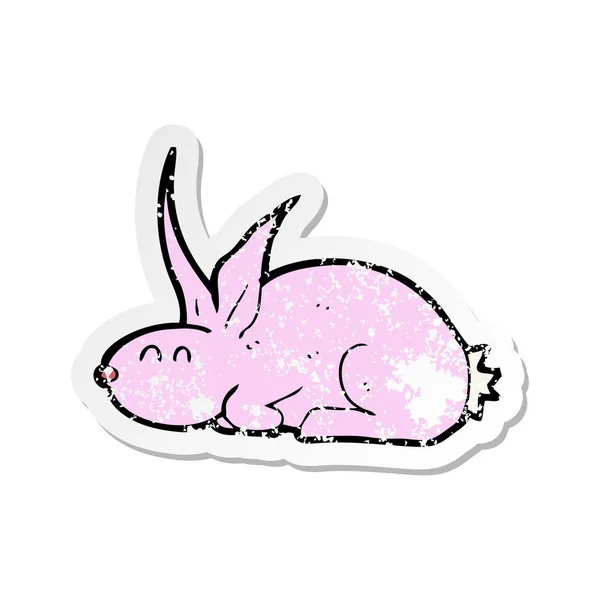 Retro distressed sticker of a cartoon rabbit — Stock Vector