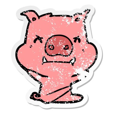 kızgın çizgi film domuz bir öfke nöbeti atma sıkıntılı etiket