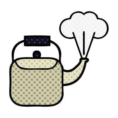 çizgi roman tarzı çizgi film buharlı su ısıtıcısı