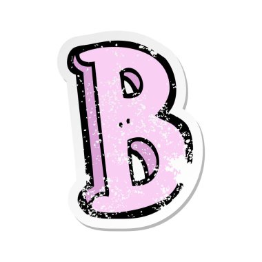 bir çizgi film mektup B Retro sıkıntılı etiket