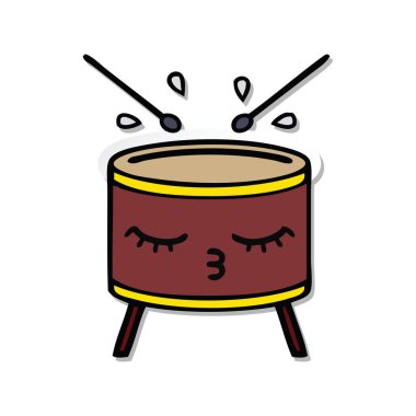 sevimli çizgi davul etiket