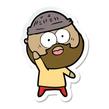 etiket bir karikatür kadar elini tutarak adam sakallı