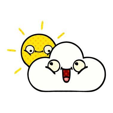 çizgi roman tarzı karikatür bir güneşli ve bulut