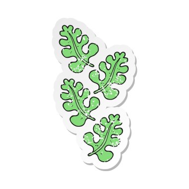 bir karikatür Retro sıkıntılı etiket yaprakları