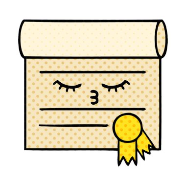 bir sertifikanın çizgi roman tarzı çizgi film