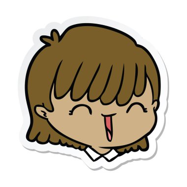 bir çizgi film kadın yüzü etiket