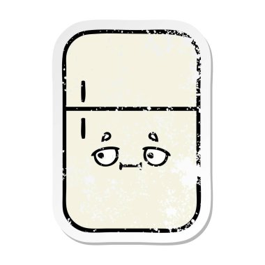 sevimli çizgi buzdolabı dondurucu sıkıntılı etiket