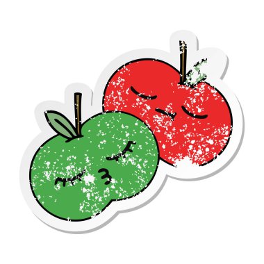 sevimli çizgi elma sıkıntılı etiket
