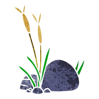 elle çizilmiş retro karikatür doodle, taş ve çakıl