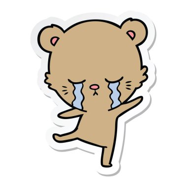 ağlayan bir karikatür ayı Dengeleme etiket