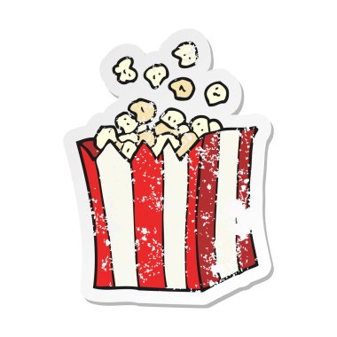 bir çizgi film patlamış mısır Retro sıkıntılı etiket