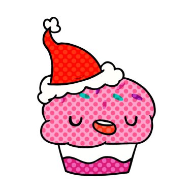 kawaii cupcake Noel karikatür el çekilmiş
