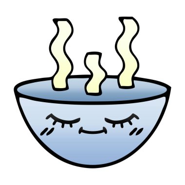 bir kase sıcak çorba degrade gölgeli karikatür