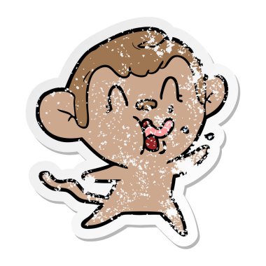 bir deli karikatür maymun sıkıntılı etiket