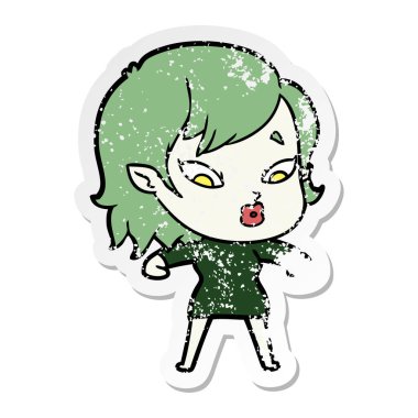 sevimli çizgi vampir kız sıkıntılı etiket