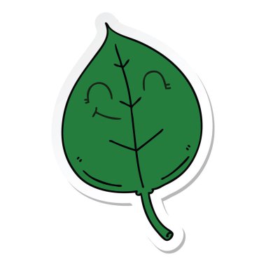 ilginç bir el etiket karikatür mutlu yaprak çizilmiş