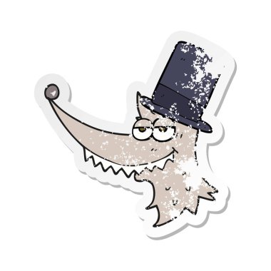 bir çizgi film zengin kurt Retro sıkıntılı etiket