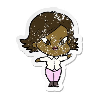 kadın bir karikatür sıkıntılı etiket vurguladı