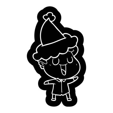 Noel Baba şapkası giyen bir adamın gülen çizgi film simgesi