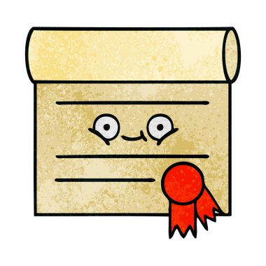 Retro grunge doku karikatür, bir sertifikanın