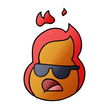 Degrade çizgi film kawaii alevler içinde tonları