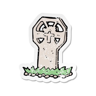 Çizgi Film ürkütücü mezar Retro sıkıntılı etiket