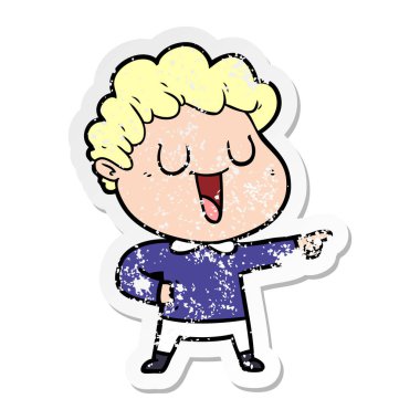 işaret gülünecek bir çizgi film adamın sıkıntılı etiket