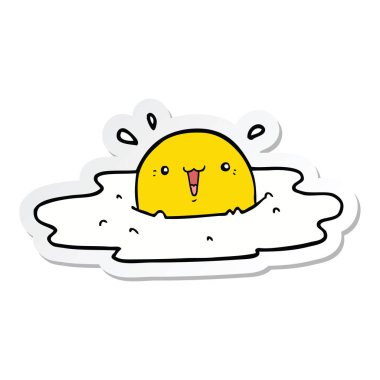 sevimli çizgi kızarmış yumurta etiket