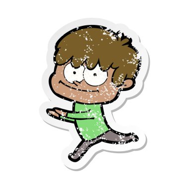 bir mutlu çizgi film adamın sıkıntılı etiket