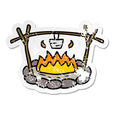 elle çizilmiş etiket karikatür doodle bir kamp sitesinin sıkıntılı