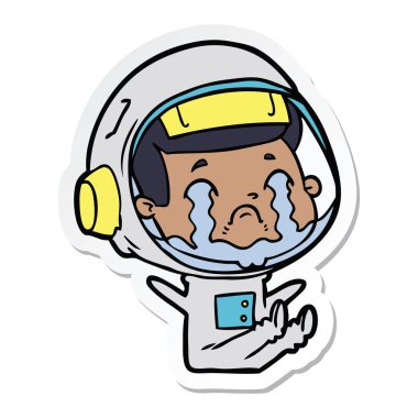 bir çizgi film ağlayan astronotun etiket
