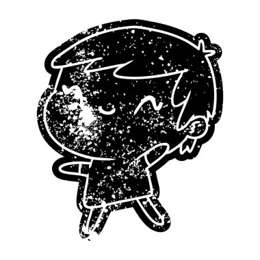 Grunge simgesi bir şirin kawaii kızın sıkıntılı