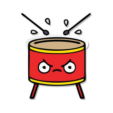 sevimli çizgi davul sıkıntılı etiket