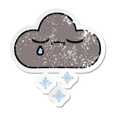 sevimli çizgi fırtına kar bulut sıkıntılı etiket