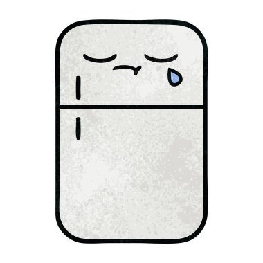 Retro grunge doku karikatür buzdolabı derin dondurucu