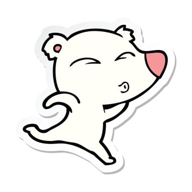 Sticker kutup ayısı ıslık bir karikatür