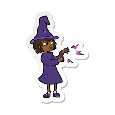 etiket bir karikatür cadı döküm büyü