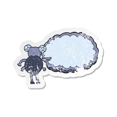 bir çizgi film işaret böcek Retro sıkıntılı etiket