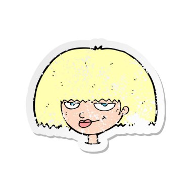 bir çizgi film ortalama kadın yüzü Retro sıkıntılı etiket