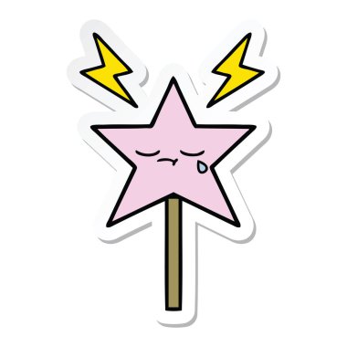 sevimli çizgi sihirli bir değnek etiket