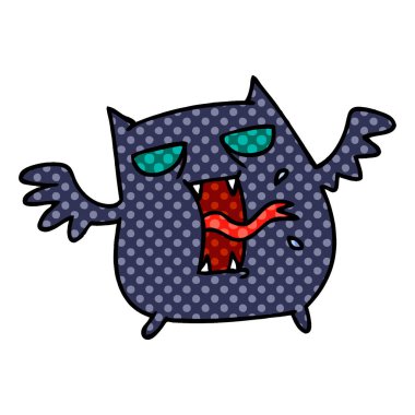 sevimli korkunç kawaii yarasa serbest çizilmiş karikatür