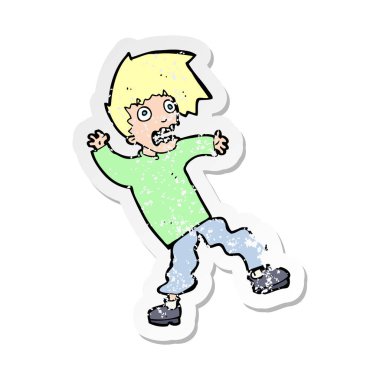 bir karikatür dostum dehşete Retro sıkıntılı etiket