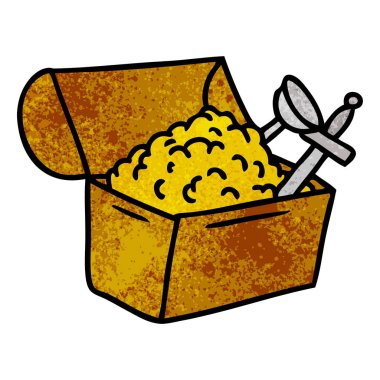 elle çizilmiş bir hazine sandığı karikatür doodle dokulu