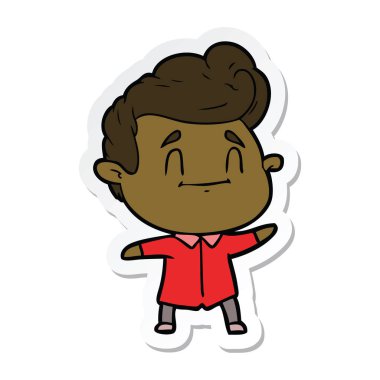 bir mutlu çizgi film adamın etiket