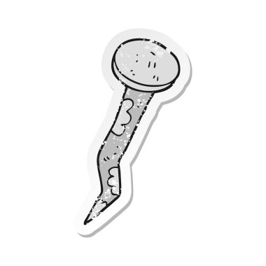 bir çizgi film Eski bükülmüş çivi Retro sıkıntılı etiket