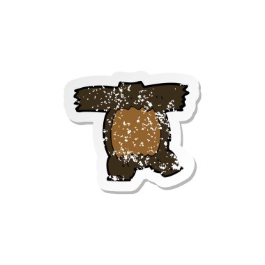 bir çizgi film siyah ayı vücudu Retro sıkıntılı etiket