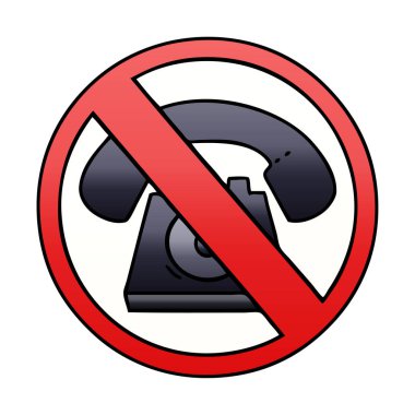 bir telefon yok degrade gölgeli karikatür işareti izin